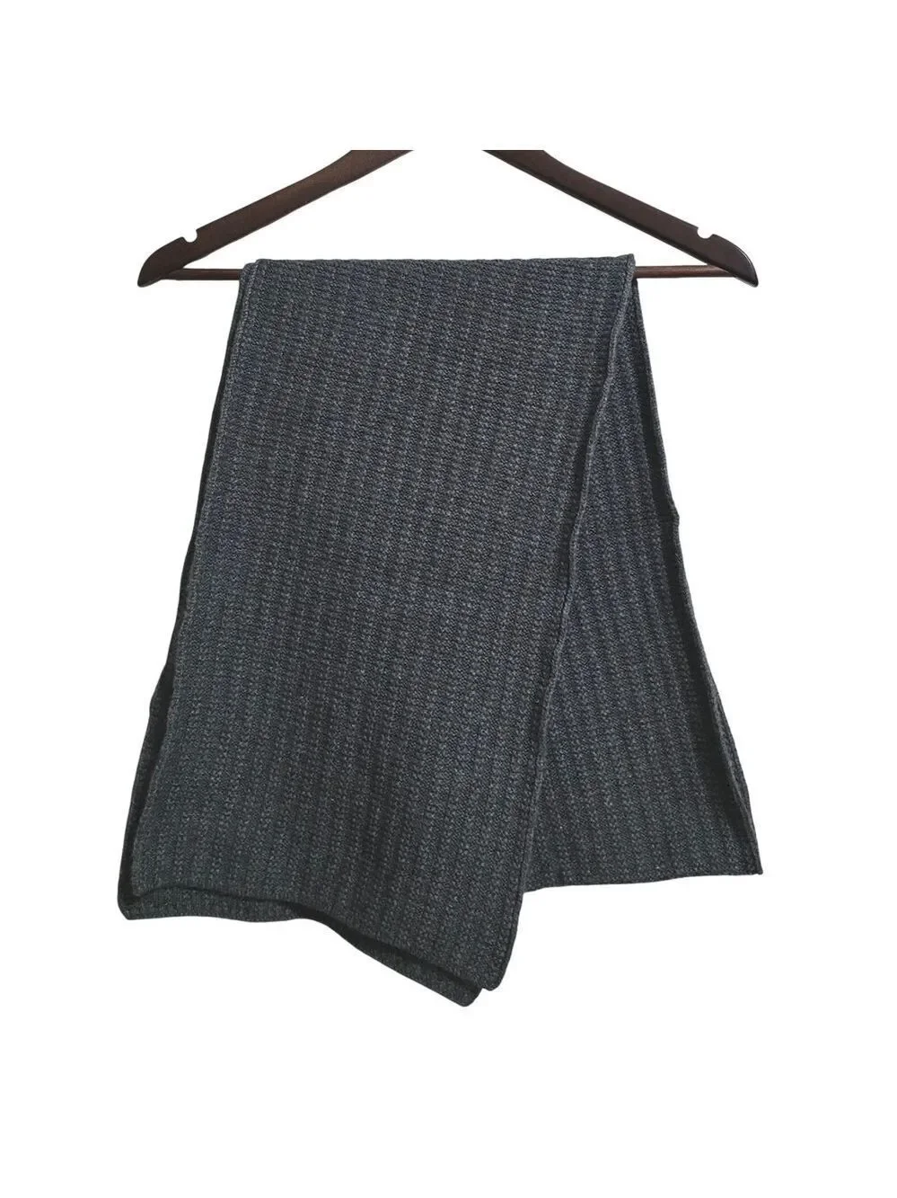 Murano Gray Ribbed Knit Merino Wool Cashmere Blend Scarf